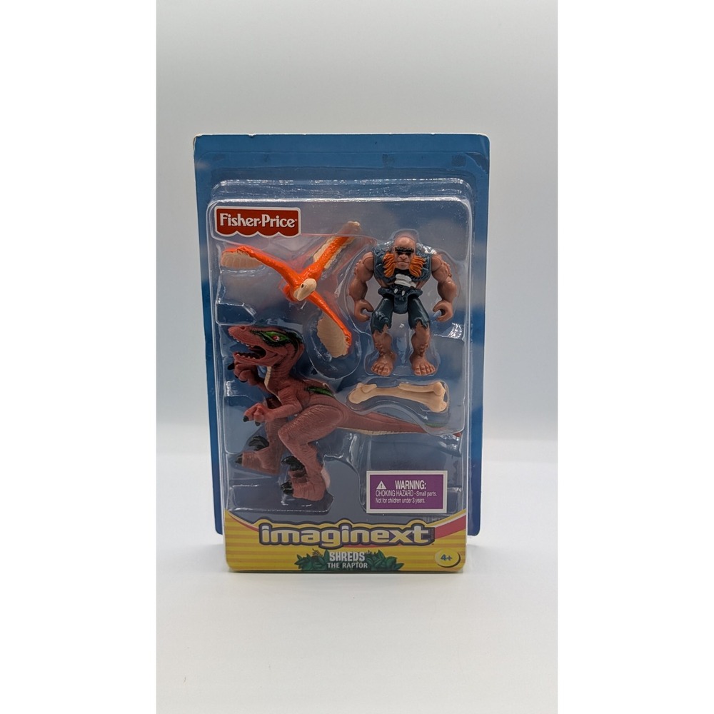 2004 Fisher-Price Imaginext Dinosaurs Shreds The Raptor Caveman & Bird 3" Figure